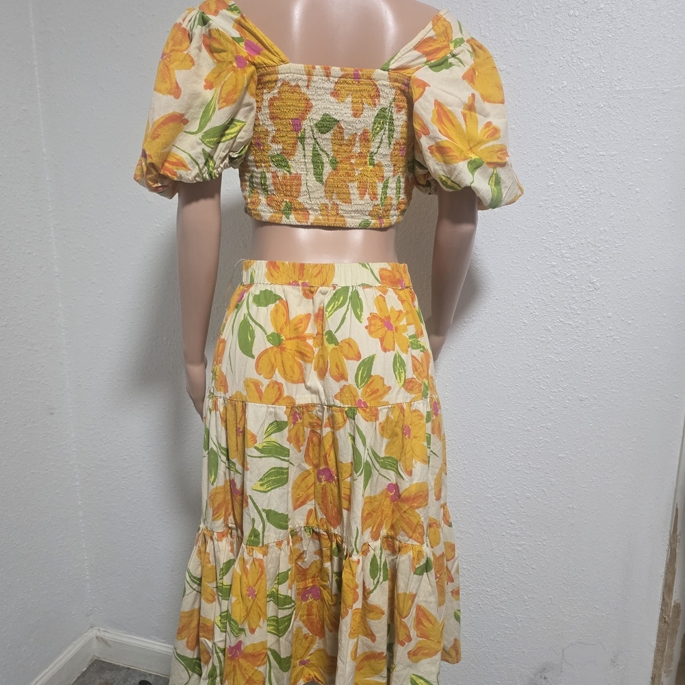 Rose & Olive Floral Yellow and Green Skirt Set - Picture 6 of 9
